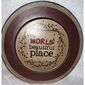 Barbara Lloyd Sign plate "The World Is A Beautiful Place" Hand Painted Primitive